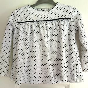 Tbbc Beaufort Bonnet navy polka dot long sleeve shirt 18-24m